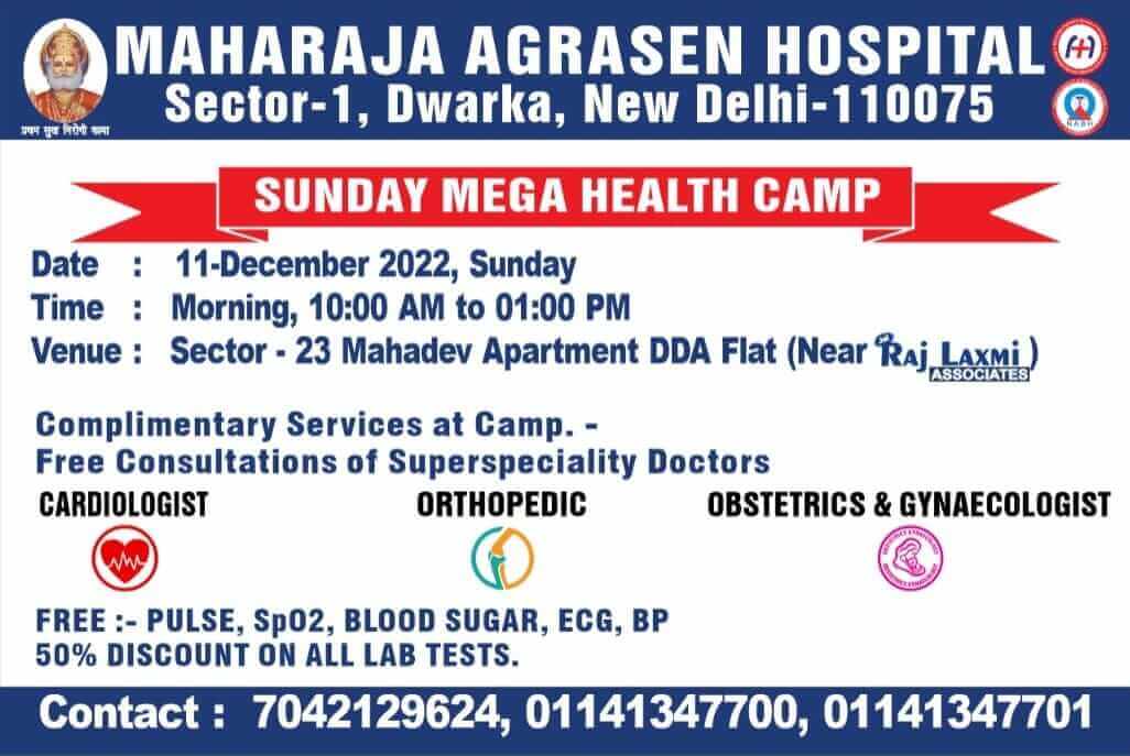 Maharaja Agrasen Hospital Dwarka Free Health Camp